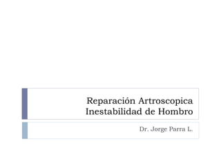 Reparación Artroscopica
Inestabilidad de Hombro
Dr. Jorge Parra L.
 