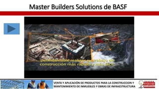 Master Builders Solutions de BASF
VENTA Y APLICACIÓN DE PRODUCTOS PARA LA CONSTRUCCION Y
MANTENIMIENTO DE INMUEBLES Y OBRAS DE INFRAESTRUCTURA
 