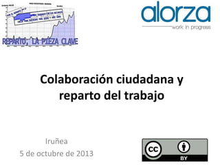 Colaboración ciudadana y
reparto del trabajo
Iruñea
5 de octubre de 2013
 