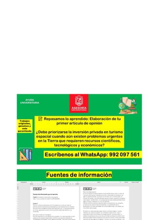 📝 Repasamos lo aprendido Elaboración de tu primer artículo de opinión - Comprensión y Redacción de Textos II.docx