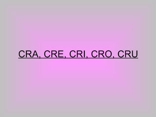 CRA, CRE, CRI, CRO, CRU 