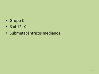 • Grupo C
• 6 al 12, X
• Submetacéntricos medianos

61

 