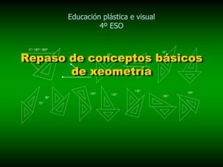 Educación plástica e visual
               4º ESO



Repaso de conceptos básicos
Repaso de conceptos básicos
       de xeometría
        de xeometría
 