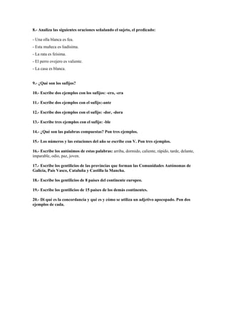 Repaso De Lengua Castellana 1 5º