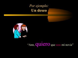 Por ejemplo:
Un deseo
“Ann, quieroque seas mi novia”
 