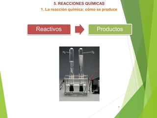 5. REACCIONES QUÍMICAS
1. La reacción química: cómo se produce
Reactivos
1
Productos
 
