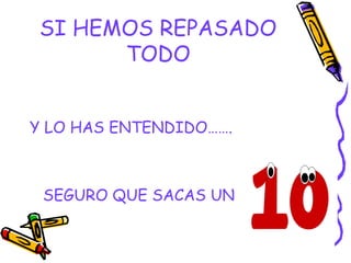 SI HEMOS REPASADO
TODO
Y LO HAS ENTENDIDO…….
SEGURO QUE SACAS UN
 