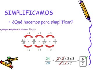 SIMPLIFICAMOS
• ¿Qué hacemos para simplificar?
 