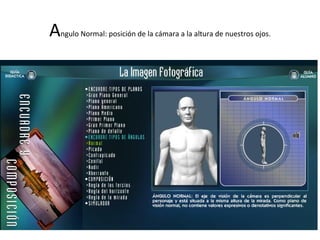 A ngulo Normal: posición de la cámara a la altura de nuestros ojos. 