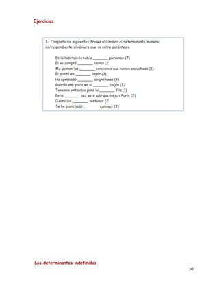 Ejercicios
Los determinantes indefinidos
50
 