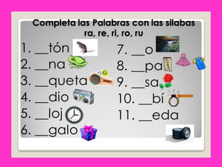 Repaso letras   r y m