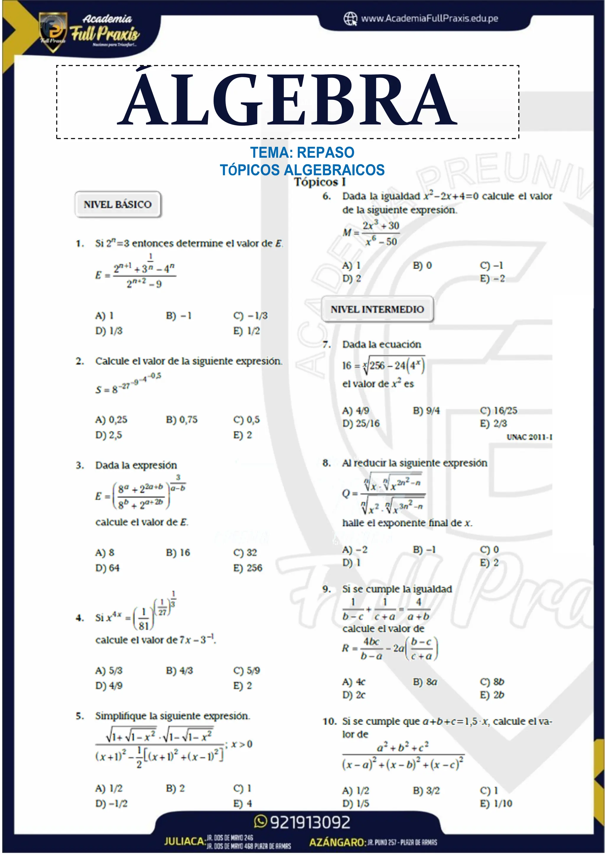 ..Repaso..... Álgebra...de full tareasgg PDF