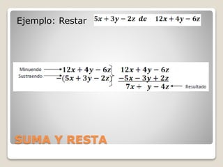 SUMA Y RESTA
Ejemplo: Restar
 