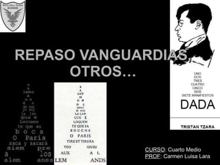 REPASO VANGUARDIAS, OTROS… CURSO : Cuarto Medio PROF : Carmen Luisa Lara 