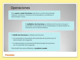  Operaciones
Fracciones
 