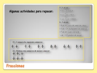 Fracciones
Algunas actividades para repasar: