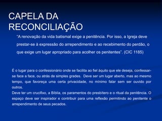 O AMBÃO é único, fixo e não portátil. Deve estar em harmonia com o altar; não é uma simples estante, por isso nele não devem ser guardados os livros e folhetos. Nas basílicas o AMBÃO ocupava uma posição quase central no espaço litúrgico, eram tribunas imponentes, carregadas de uma decoração simbólica. Deverá ser localizada no espaço conforme a estrutura de cada igreja, de modo que possa ser visto, sem dificuldades por toda a assembléia. AMBÃO – Catedral de Cajazeiras/PB