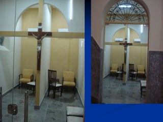 CADEIRA DA PRESIDÊNCIAA cadeira do sacerdote celebrante deve manifestar a sua função de presidir a assembléia e dirigir a oração. Por isso, o seu lugar mais apropriado é de frente para o povo no fundo do presbitério, a não ser que a estrutura do edifício sagrado ou outras circunstâncias o impeçam, por exemplo, se a demasiada distância torna difícil a comunicação entre o sacerdote e a assembléia, ou se o tabernáculo ocupar o centro do presbitério atrás do altar. Evite-se toda espécie de trono (IGMR 310).