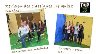 Concentration maximale Lauréats : Team84 !
Révision des classiques : le Quizz
musical
 
