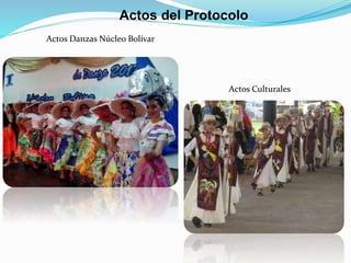 Actos del Protocolo
Actos Danzas Núcleo Bolívar
Actos Culturales
 