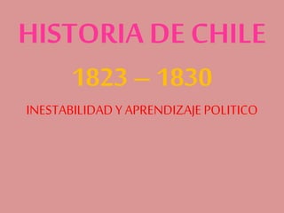HISTORIA DE CHILE 
1823 – 1830 
INESTABILIDAD Y APRENDIZAJE POLITICO 
 