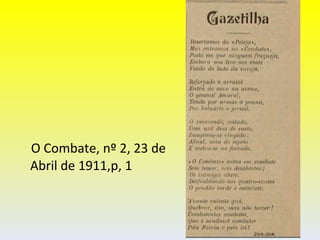 O Combate, nº 2, 23 de Abril de 1911,p, 1  