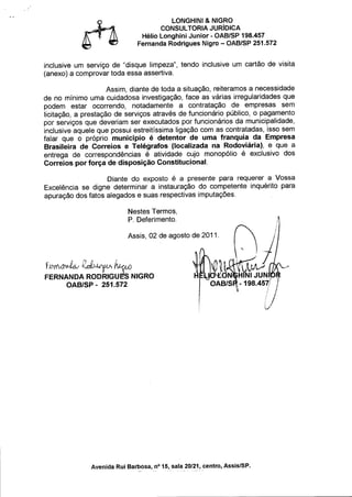 Rep correspondência