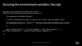 © 2019,Amazon Web Services, Inc. or its affiliates. All rights reserved.
decrypt_env_protected_variable1_key_value =
templ...