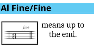 Al Fine/Fine
means up to
the end.
 