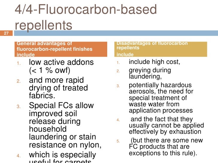 Repellent finishes oil and water