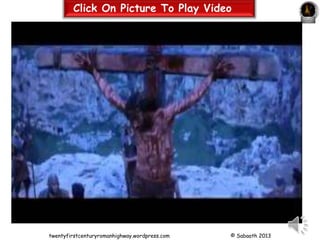 Most Importantly!!!!! 
Simply receive it! Matthew 11:28 states –“come to me, all you who labour and are heavy laden and I will 
give you rest. Take my yoke upon you and learn from me…for my yoke is easy and my burden is 
light”. 
Revelation 3:20 says, “Behold I stand at the door and knock. If anyone hears my voice and opens the 
door, I will come in to him and dine with him, and he with me” Jesus stands at the door of your heart and 
knocks, seeking entrance into your life to give you peace, change you for the best. John 1:12 says: “For as 
many as received Him, to them He gave the right to become the children of God”. 
If you haven't already received Christ as your Saviour, don't put it off another day! Take 
time right now to reflect on the state of your life, how does Romans 3:23 apply to you? 
Ask God to empower you to see the true state of your heart – “The heart of man is 
deceitful above all things and desperately wicked; who can know it?” (Jeremiah 17:9) 
then when enabled, invite Jesus into your life. Confess your sins. Receive His 
forgiveness and the gift of eternal life. You might pray something like this: 
Dear Jesus, I know that I am a sinner in need of a Saviour. Thank You for 
dying on the cross for my sins. Thank You for giving me eternal life. Help 
me to live my life in a way that pleases You, for whatever time You give me 
here on earth. I look forward to living forever in Heaven with You. Amen. 
Twentyfirstcenturyromanhighway.com www.slideshare.net/sab21st © Sabaoth 2014 
 