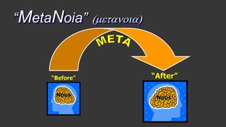 “MetaNoia” (metanoia)
“Before” “After”
Nous Nous
 