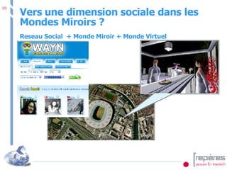 Vers une dimension sociale dans les Mondes Miroirs ? Reseau Social  + Monde Miroir + Monde Virtuel 