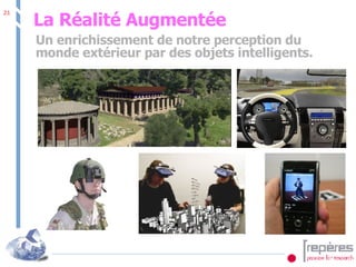 La Réalité Augmentée  Un enrichissement de notre perception du monde extérieur par des objets intelligents. 