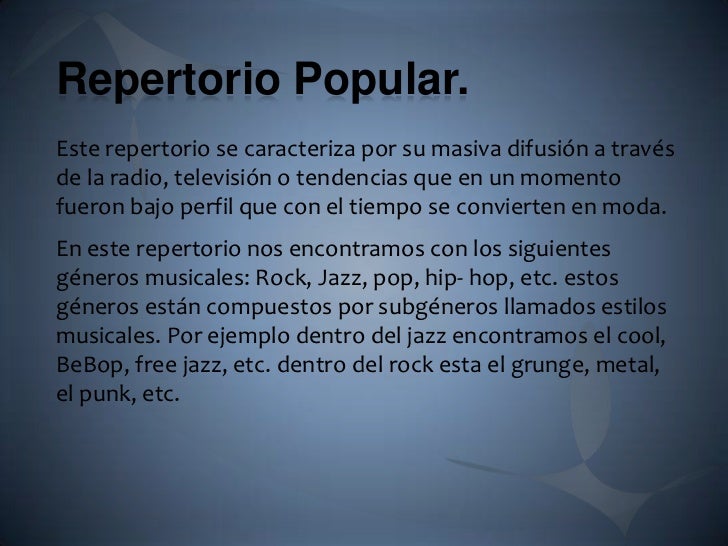Repertorios musicales Repertorios musicales