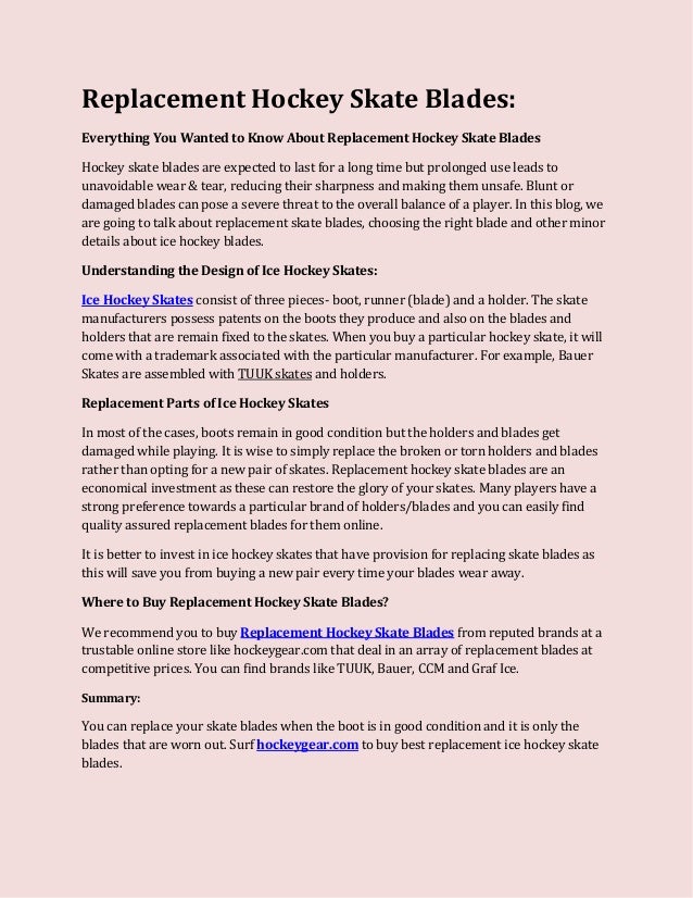 Replacement Hockey Skate Blades