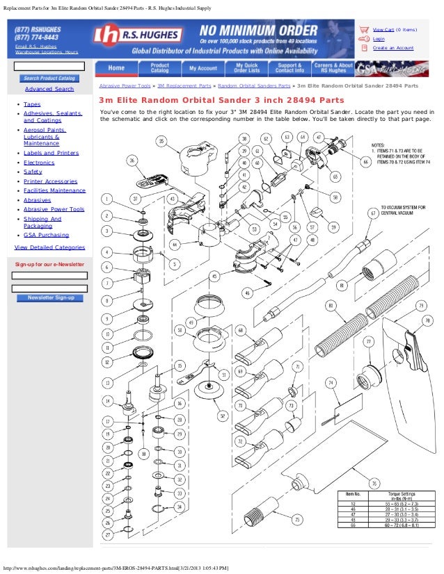 Replacement parts for 3m elite random orbital sander 28494 parts