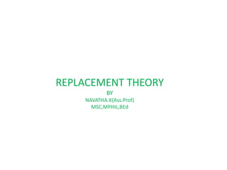 REPLACEMENT THEORY
BY
NAVATHA.K(Ass.Prof)
MSC,MPHIL,BEd
 