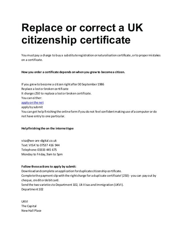 Replace or correct a uk citizenship certificate Replace or correct a uk citizenship certificate