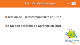 #Création de l’intercommunalité en 1997
#La Maison des Gens de Garonne en 2001
F4 : Val de Garonne
 