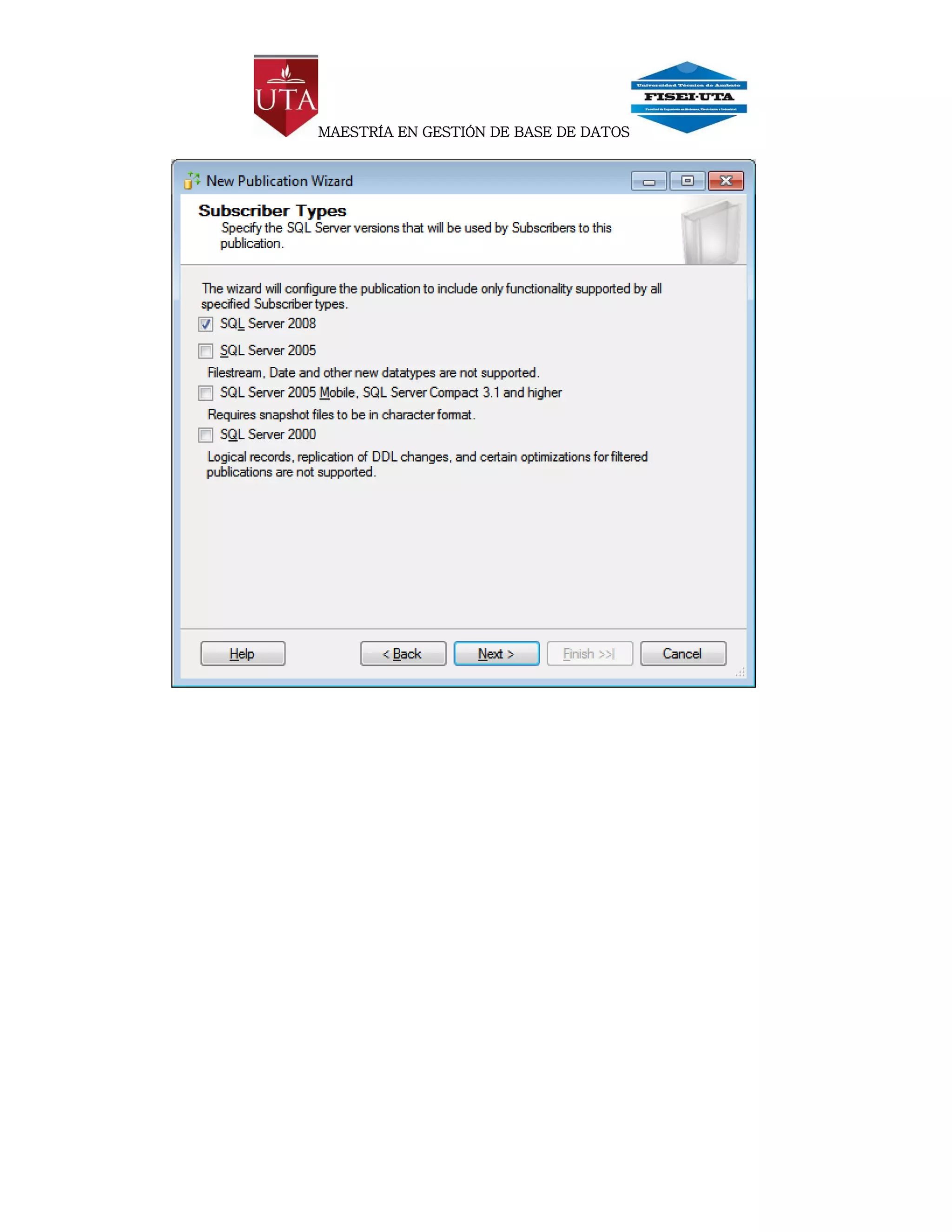 MAESTRÍA EN GESTIÓN DE BASE DE DATOS
 