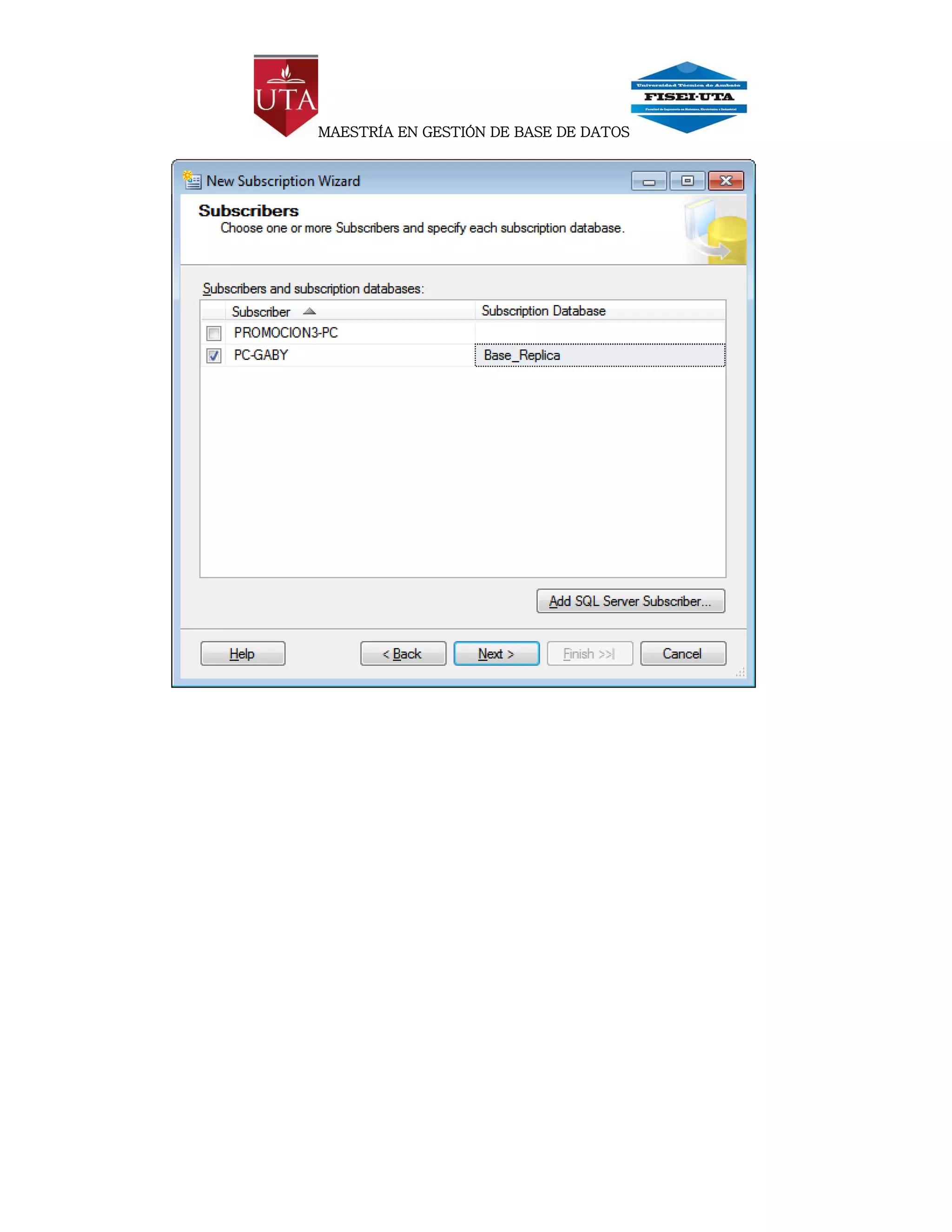 MAESTRÍA EN GESTIÓN DE BASE DE DATOS
 