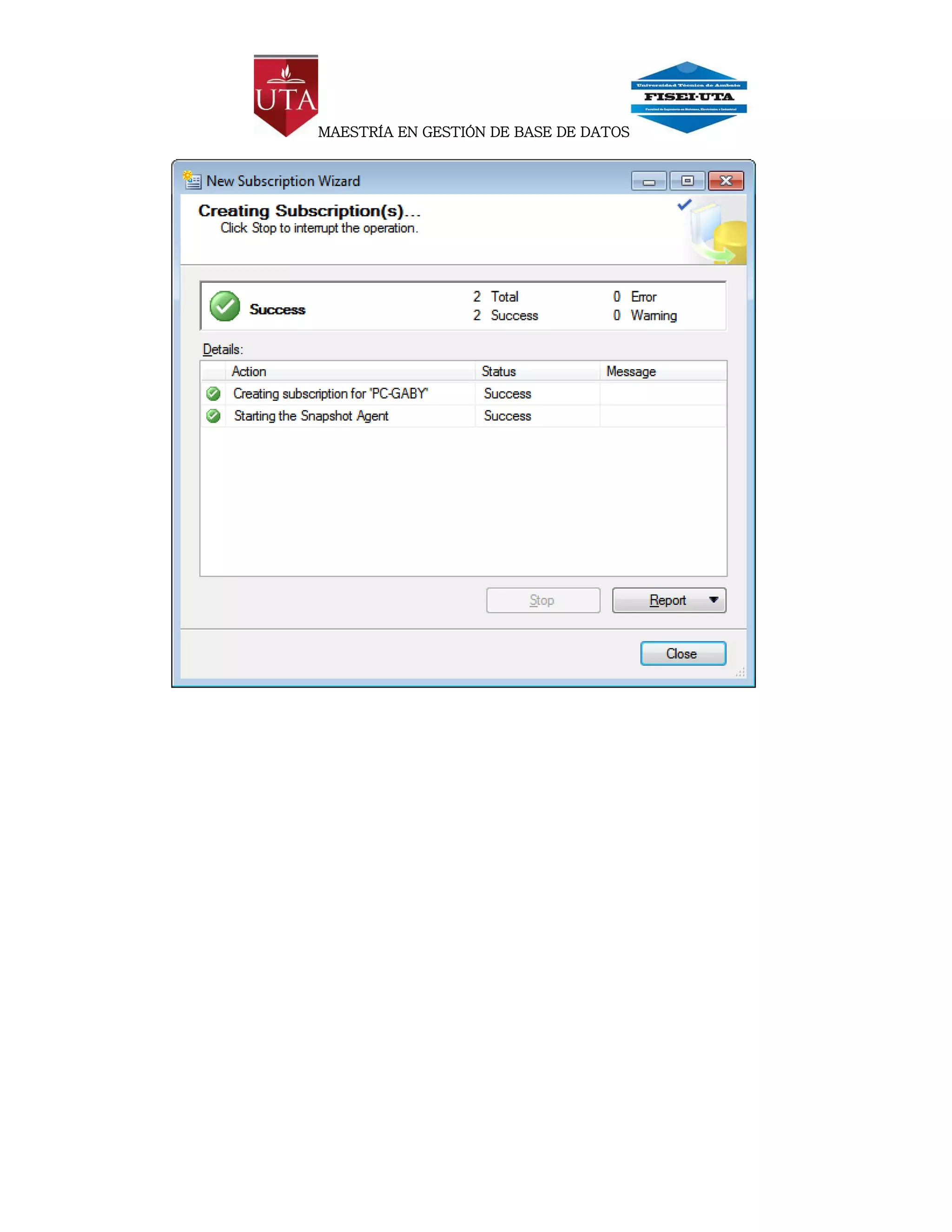 MAESTRÍA EN GESTIÓN DE BASE DE DATOS
 
