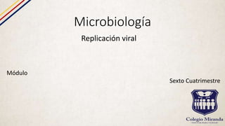 Microbiología
Replicación viral
Módulo
Sexto Cuatrimestre
 