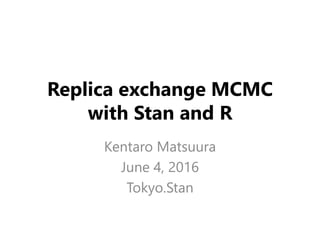 Replica exchange MCMC
with Stan and R
Kentaro Matsuura
June 4, 2016
Tokyo.Stan
 