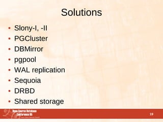 Replication Solutions for PostgreSQL | PDF
