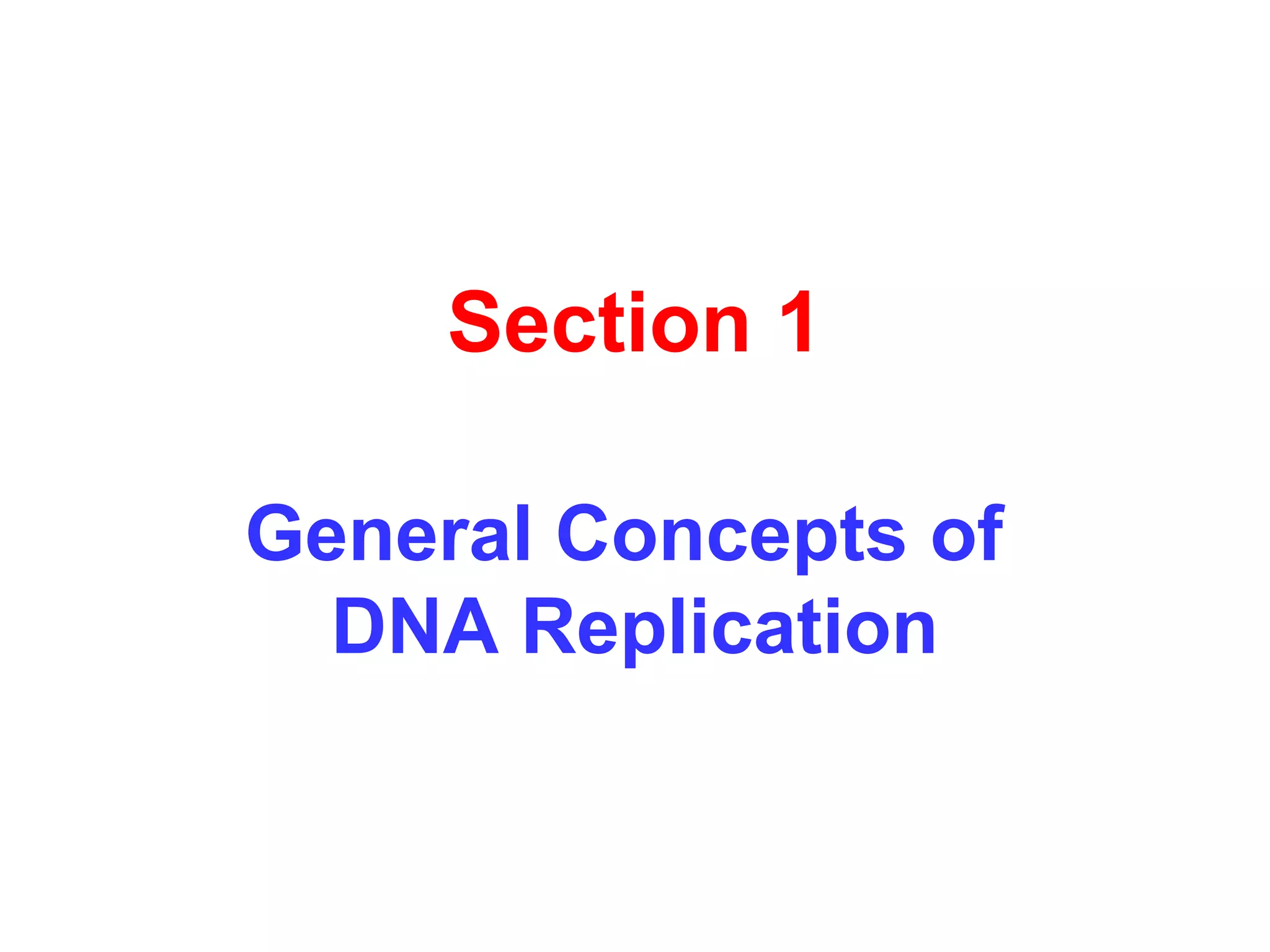 Section 1
General Concepts of
DNA Replication

 