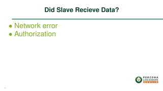 ∙ Network error
∙ Authorization
Did Slave Recieve Data?
17
 