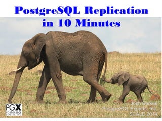 PostgreSQL Replication
in 10 Minutes

Josh Berkus
PostgreSQL Experts, Inc.
SCALE 2014

 