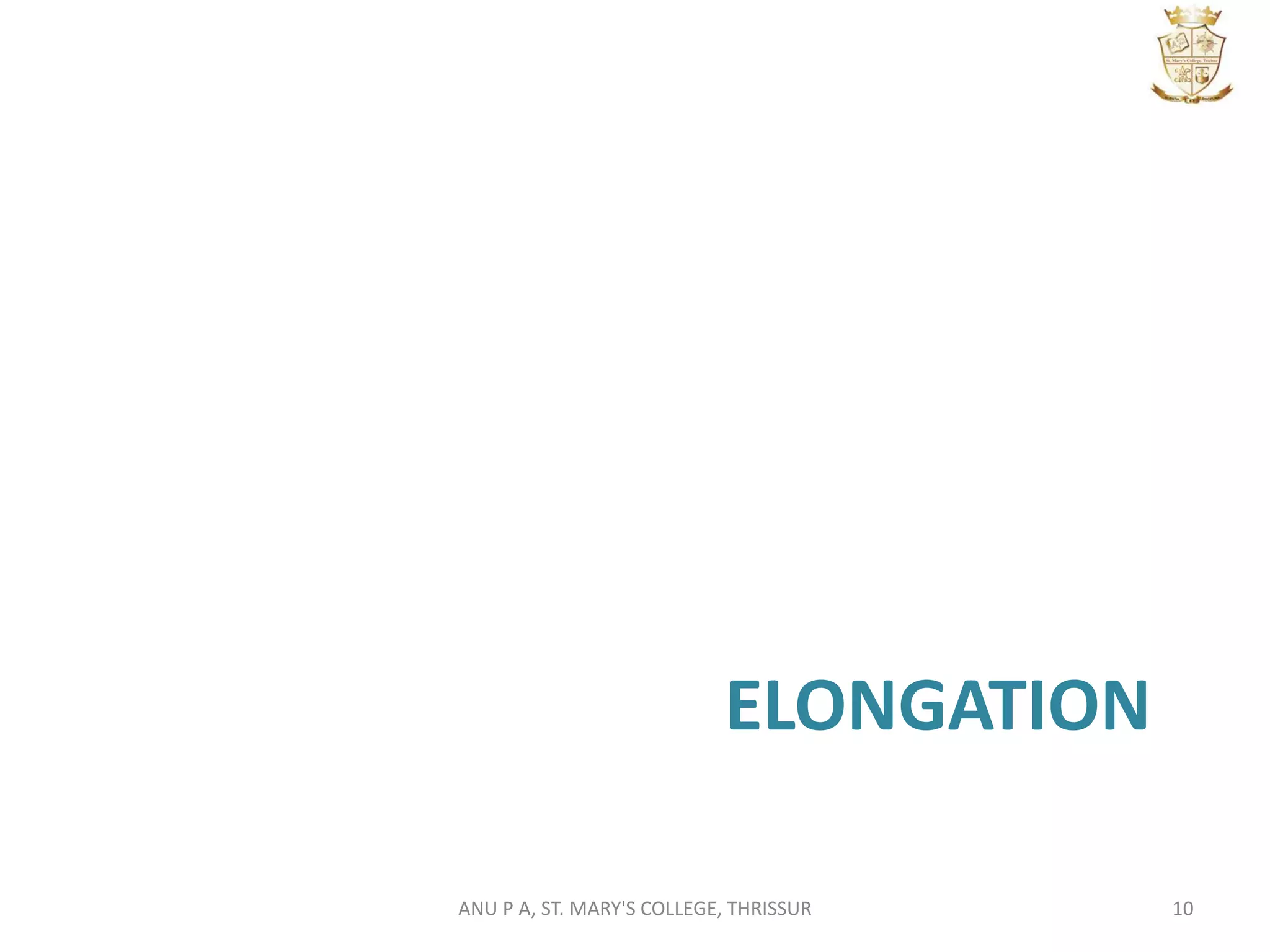 ELONGATION
10ANU P A, ST. MARY'S COLLEGE, THRISSUR
 